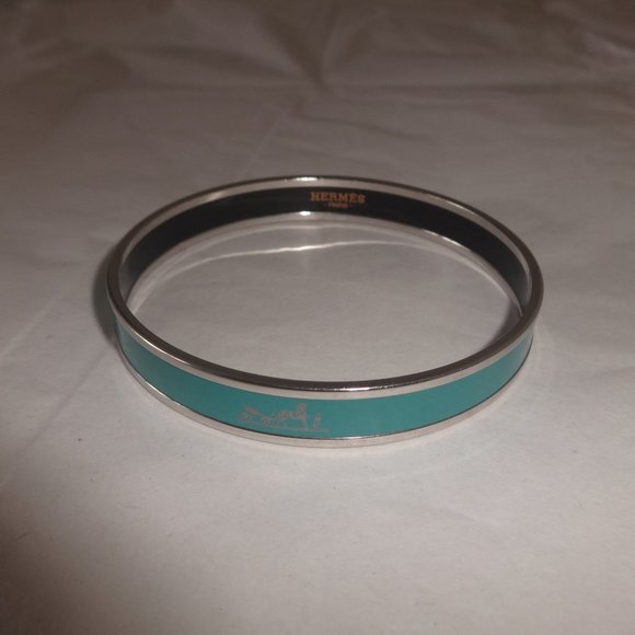 HERMÈS Caleche Narrow Enamel Bracelet Blue - Picture 10 of 11